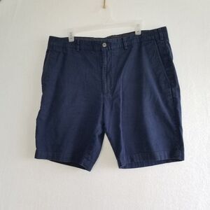 Hart Schaffner Marx Blue Chino Shorts Men's 38 Flat Front Cotton